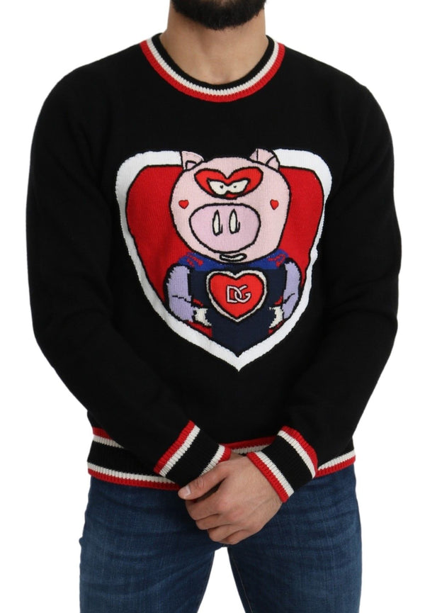 Dolce &amp; Gabbana Black Cashmere Pig of the Year -pusero