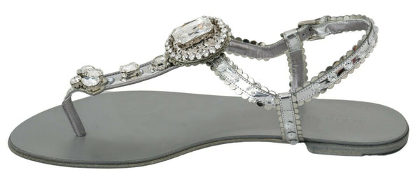 Dolce &amp; Gabbana Silver Crystal sandaalit varvastossut