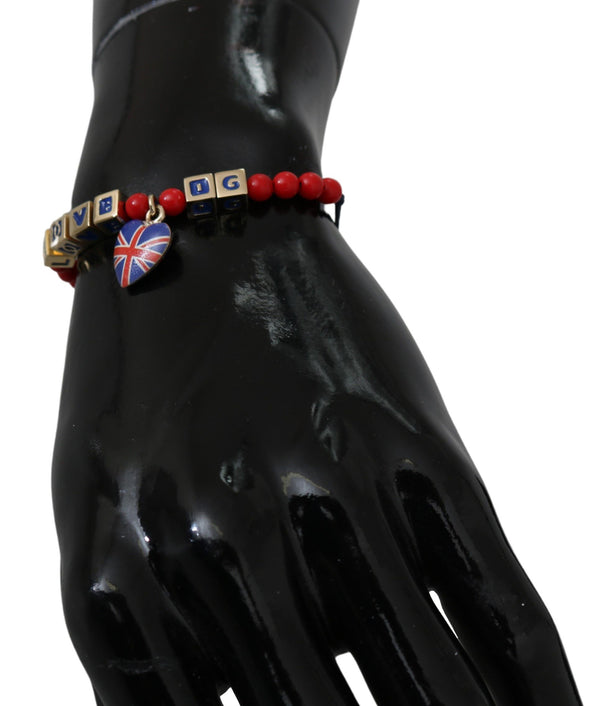 Dolce &amp; Gabbana Red Blue Beaded DG LOVES LONDON Flag -rannekoru