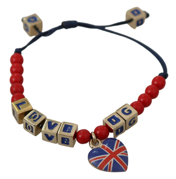 Dolce &amp; Gabbana Red Blue Beaded DG LOVES LONDON Flag -rannekoru