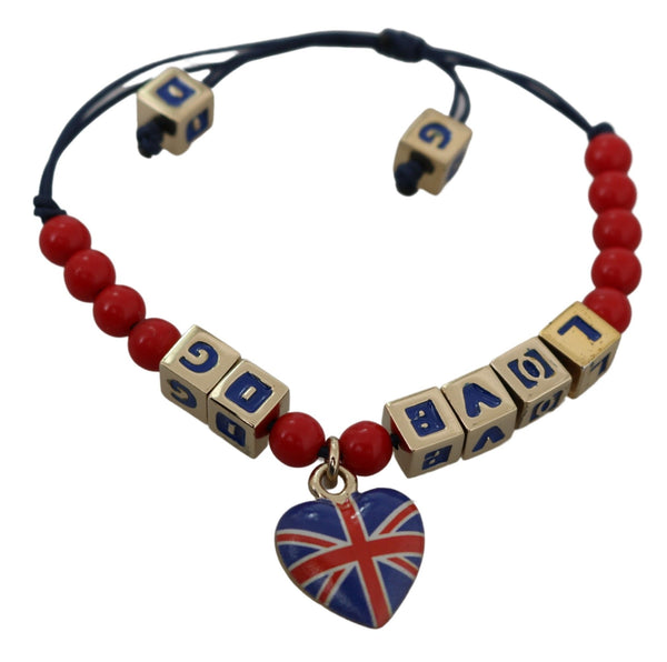 Dolce &amp; Gabbana Red Blue Beaded DG LOVES LONDON Flag -rannekoru