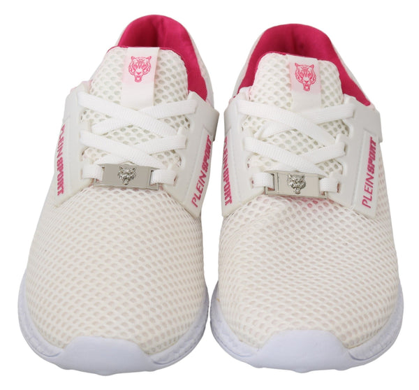 Philipp Plein White Pink Polyesteri Becky Sneakers Shoes