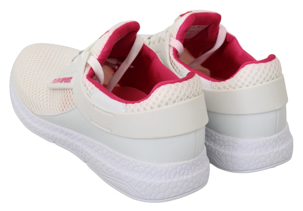 Philipp Plein White Pink Polyesteri Becky Sneakers Shoes