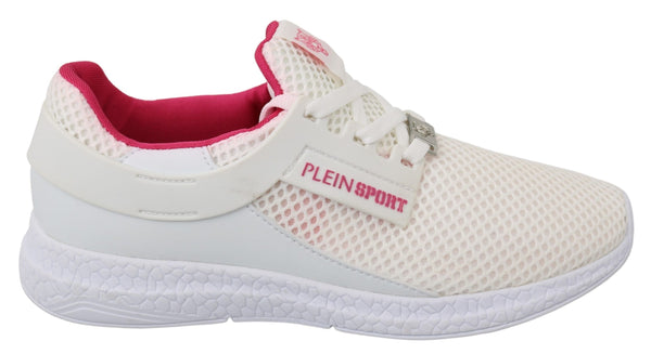 Philipp Plein White Pink Polyesteri Becky Sneakers Shoes