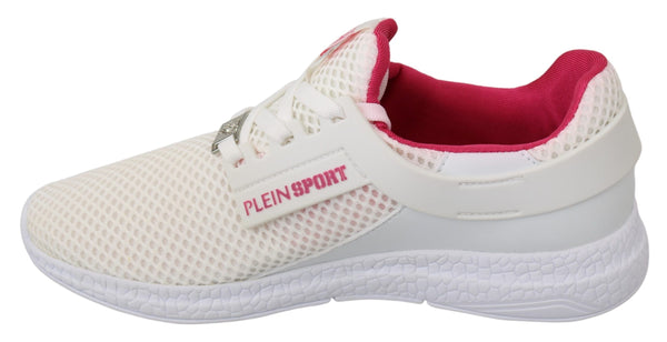 Philipp Plein White Pink Polyesteri Becky Sneakers Shoes