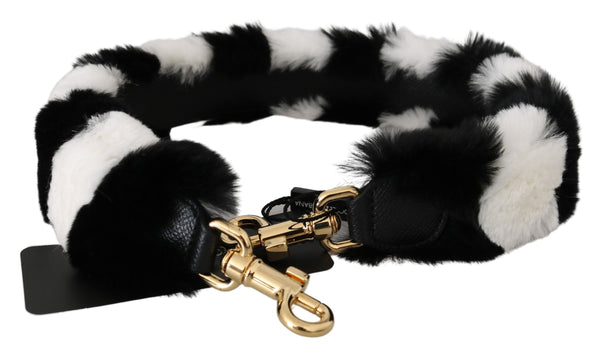 Dolce &amp; Gabbana Black White Lapin Fur Accessory olkahihna