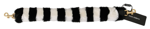 Dolce &amp; Gabbana Black White Lapin Fur Accessory olkahihna