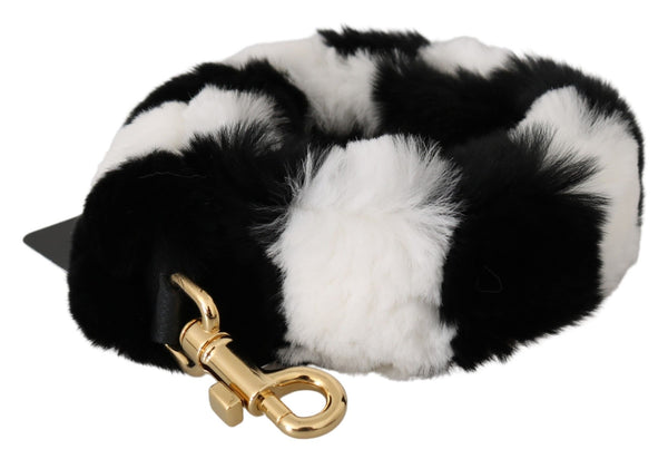 Dolce &amp; Gabbana Black White Lapin Fur Accessory olkahihna