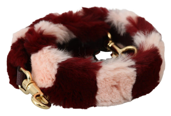 Dolce &amp; Gabbana Pink Red Lapin Fur Accessory olkahihna