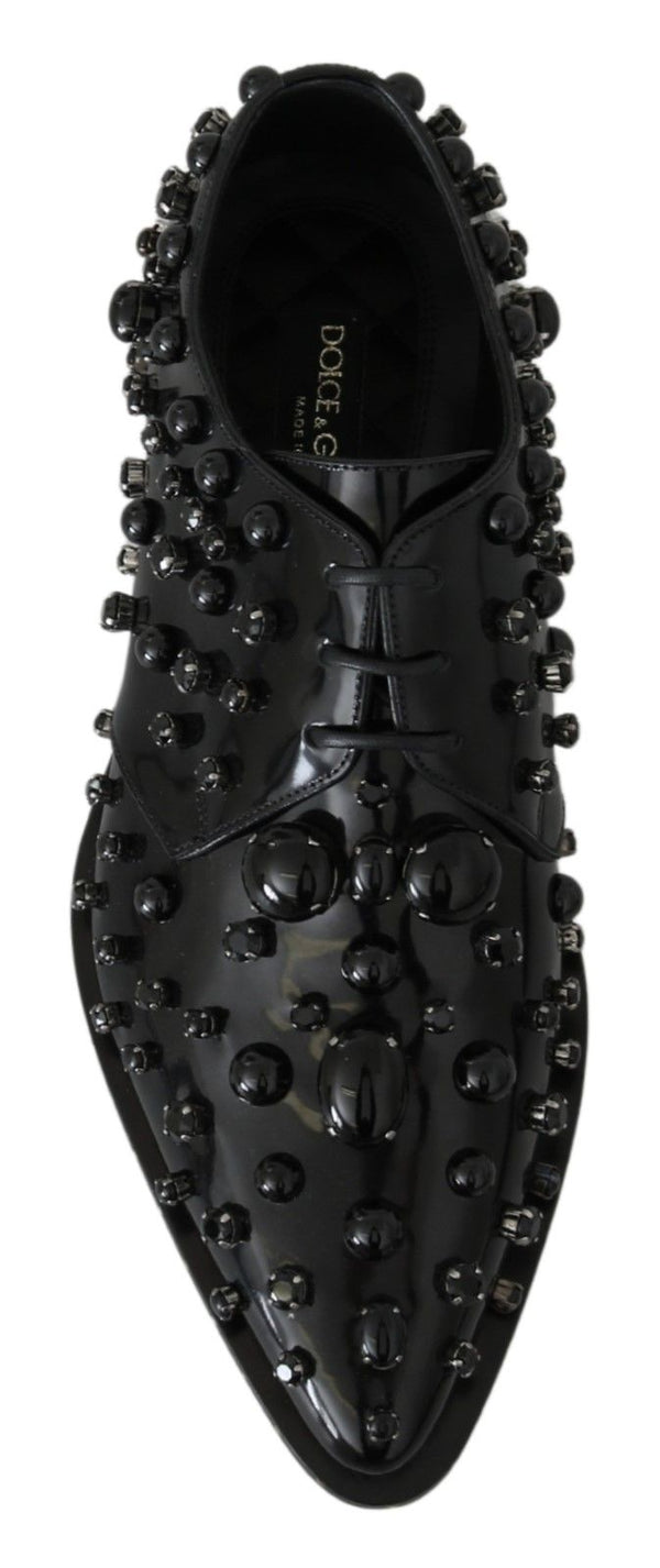 Dolce &amp; Gabbana Black Leather Crystals -mekko Broque-kengät