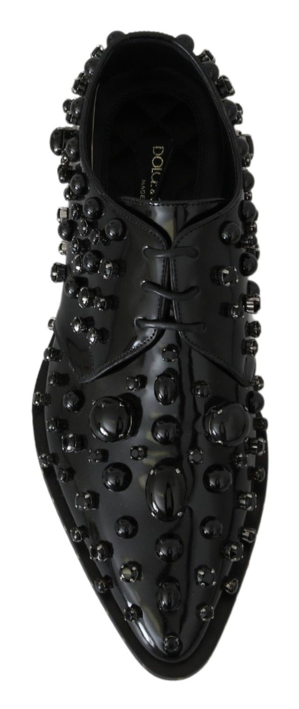 Dolce &amp; Gabbana Black Leather Crystals -mekko Broque-kengät