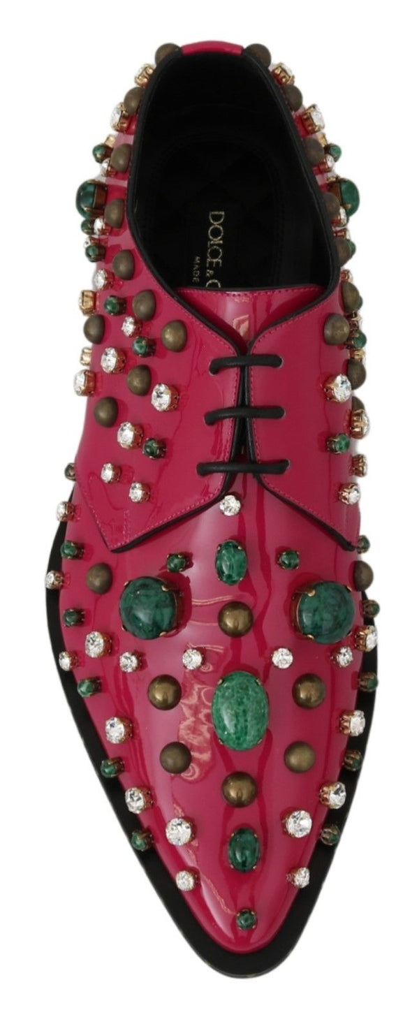 Dolce &amp; Gabbana Pink Leather Crystals Dress Broque -kengät