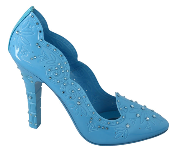 Dolce &amp; Gabbana Blue Crystal Floral CINDERELLA Heels -kengät