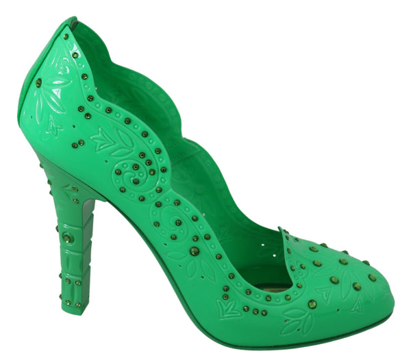 Dolce &amp; Gabbana Green Crystal kukka CINDERELLA Heels -kengät