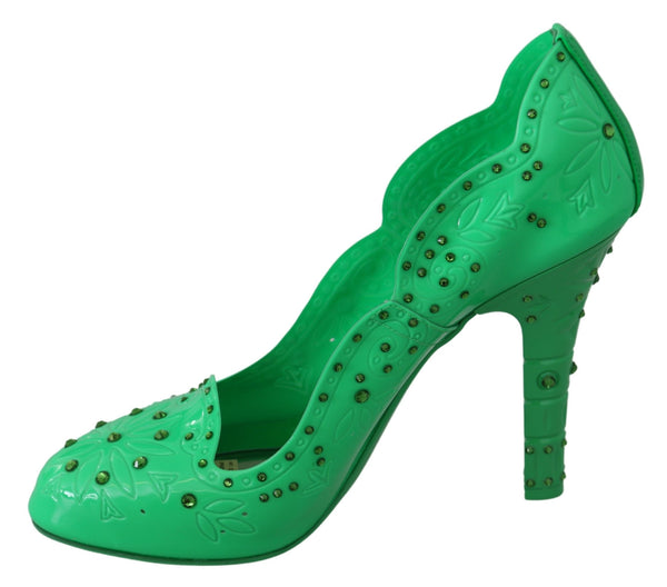 Dolce &amp; Gabbana Green Crystal kukka CINDERELLA Heels -kengät