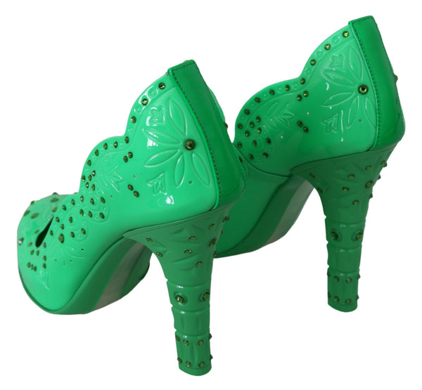 Dolce &amp; Gabbana Green Crystal kukka CINDERELLA Heels -kengät