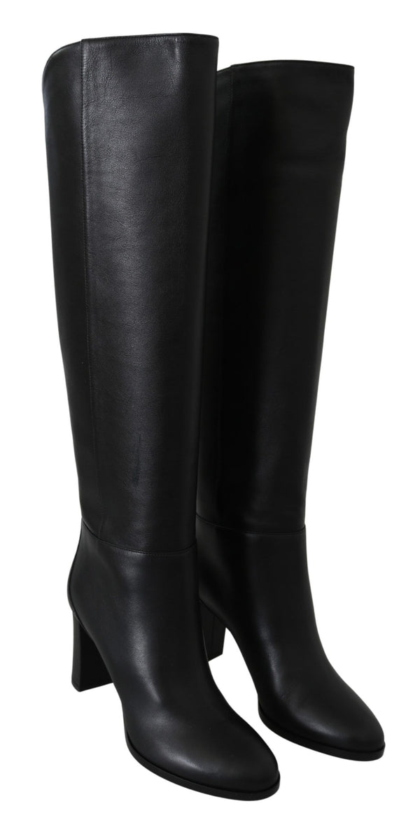 Jimmy Choo Elegant Black Calf Leather Heeled Boots