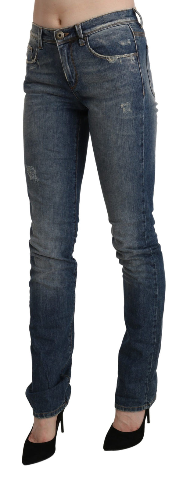 Ermanno Scervino Blue Pesty Mid Waist Skinny Denim Farkut