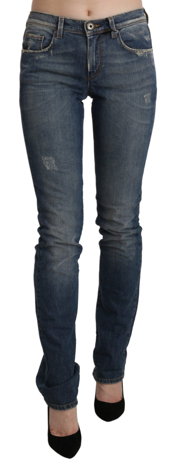 Ermanno Scervino Blue Pesty Mid Waist Skinny Denim Farkut