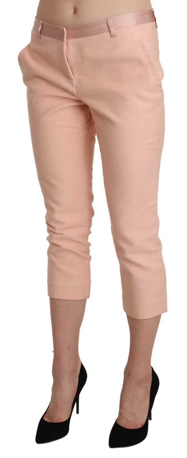 Ermanno Scervino Vaaleanpunaiset matalavyötäröiset Skinny Cropped Capri -housut