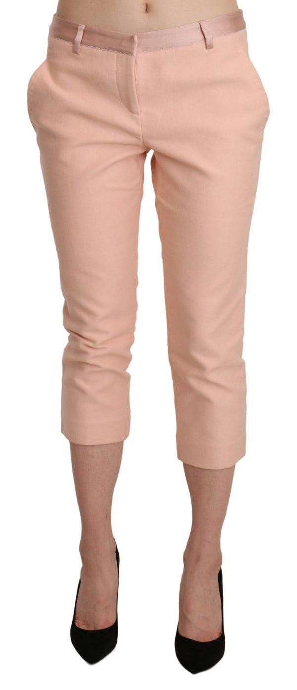 Ermanno Scervino Vaaleanpunaiset matalavyötäröiset Skinny Cropped Capri -housut