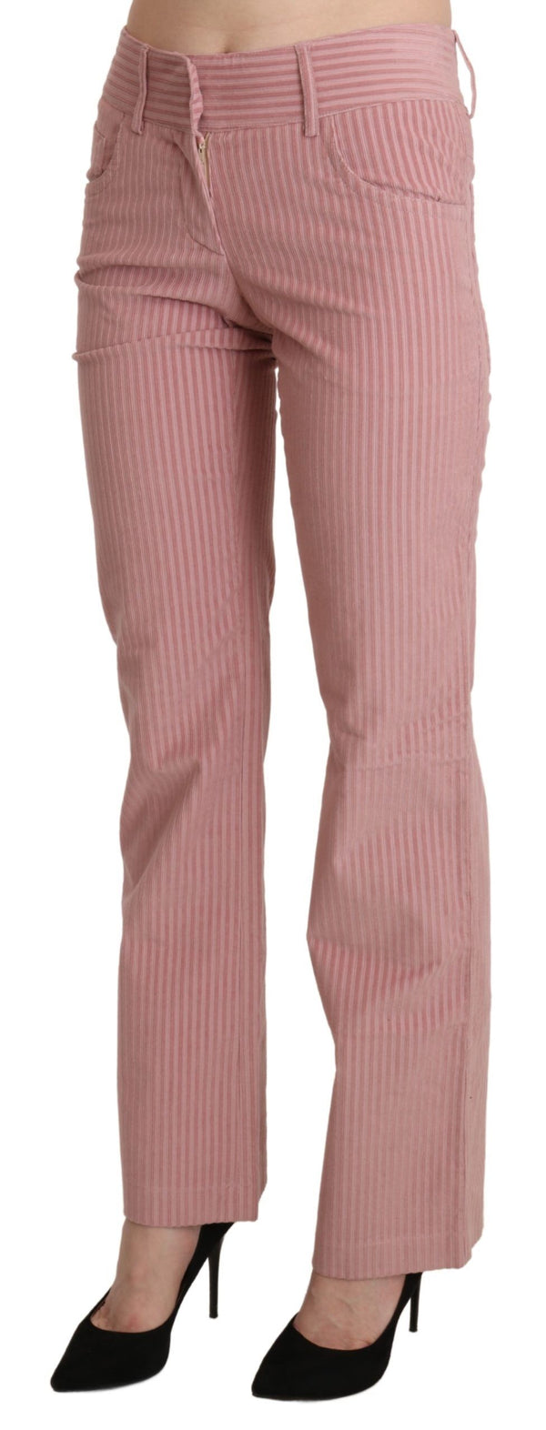 Ermanno Scervino Pink Mid Waist Straight Housut Puuvillahousut