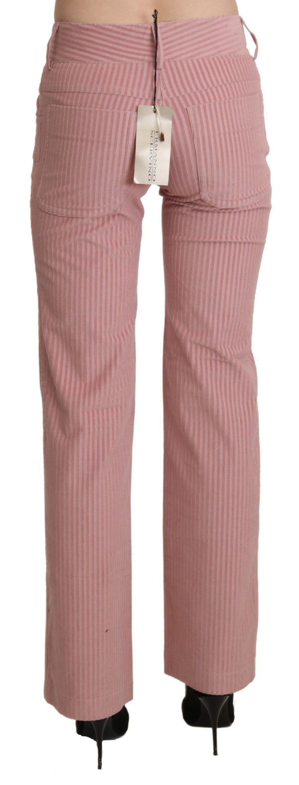 Ermanno Scervino Pink Mid Waist Straight Housut Puuvillahousut