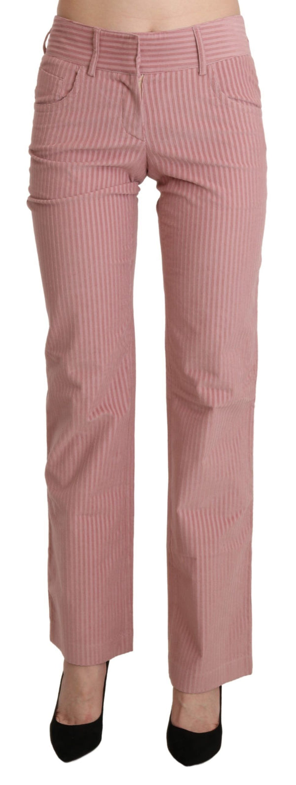 Ermanno Scervino Pink Mid Waist Straight Housut Puuvillahousut