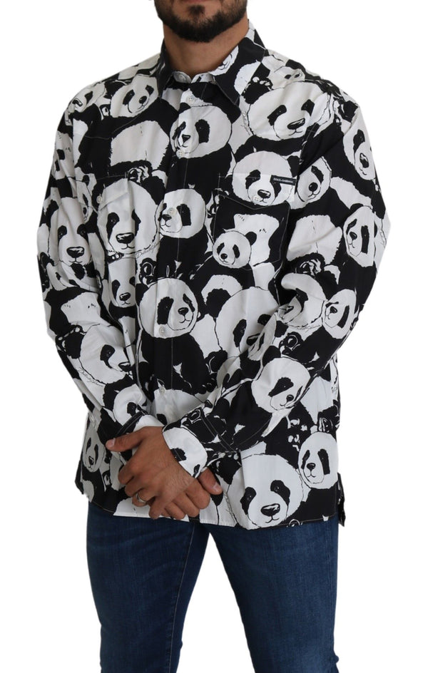 Dolce &amp; Gabbana Black Panda miesten rento paita 100 % puuvillaa