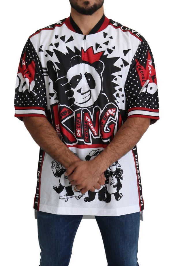 Dolce &amp; Gabbana White King Panda Top polyesteri miesten T-paita