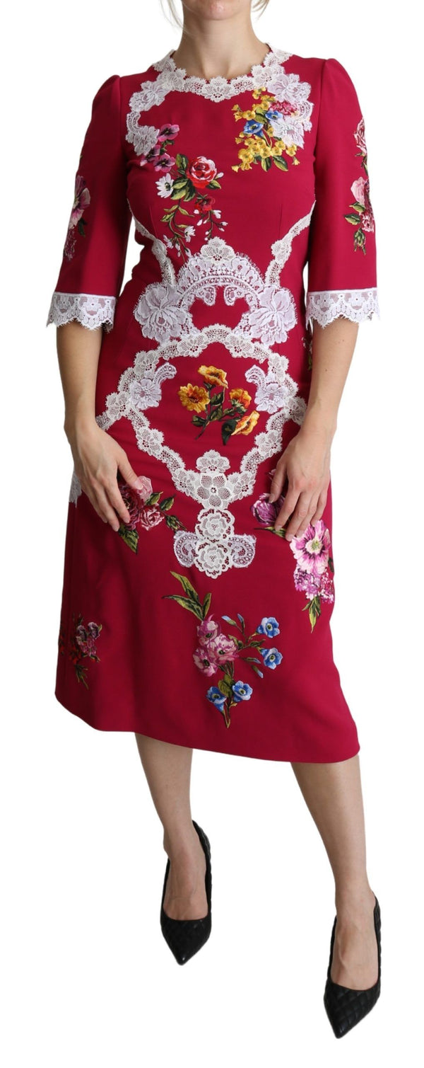 Dolce & Gabbana Floral Embroidered Sheath Midi Dress