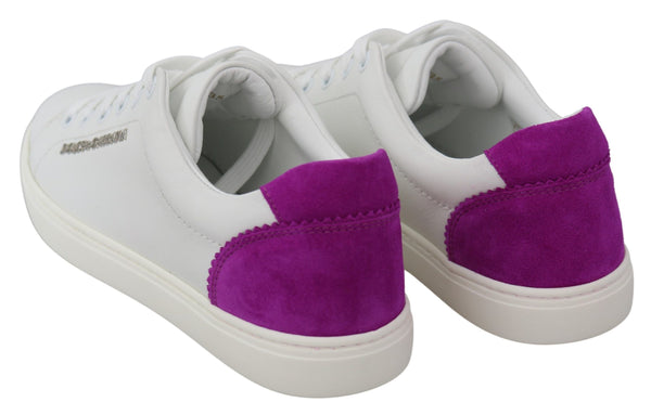 Dolce &amp; Gabbana White Purple Leather Logo Naisten kengät