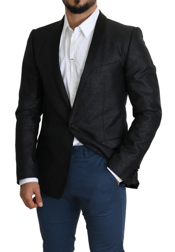 Dolce & Gabbana Elegant Black Jacquard Slim Fit Blazer