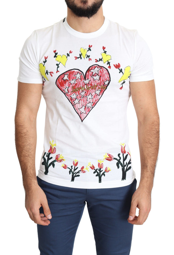 Dolce &amp; Gabbana White Saint Valentine Print Cotton Miesten T-paita