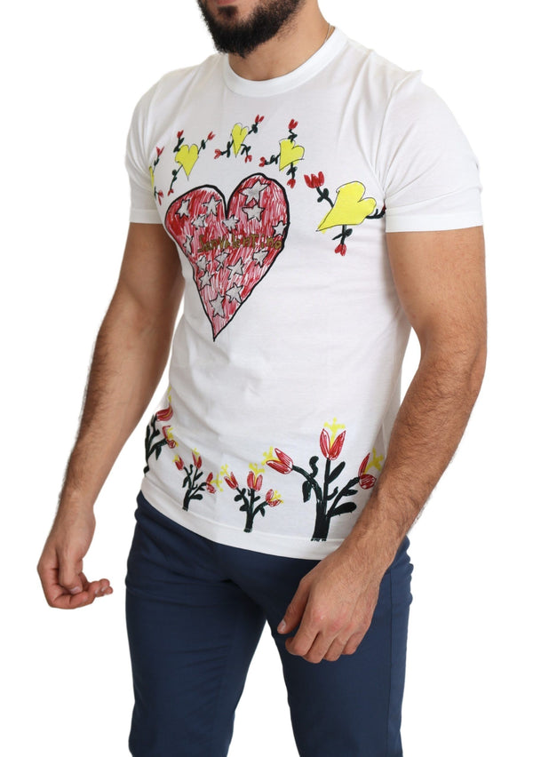 Dolce &amp; Gabbana White Saint Valentine Print Cotton Miesten T-paita