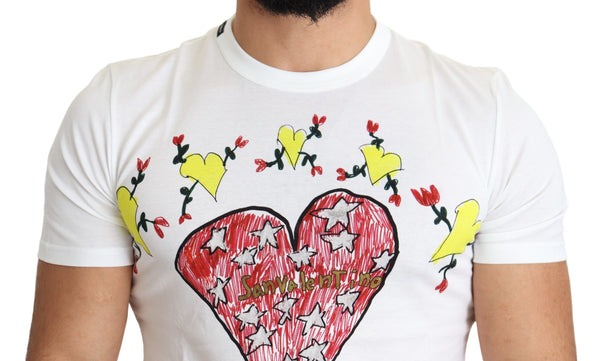 Dolce &amp; Gabbana White Saint Valentine Print Cotton Miesten T-paita