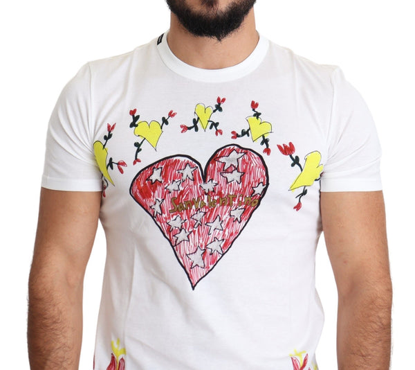 Dolce &amp; Gabbana White Saint Valentine Print Cotton Miesten T-paita