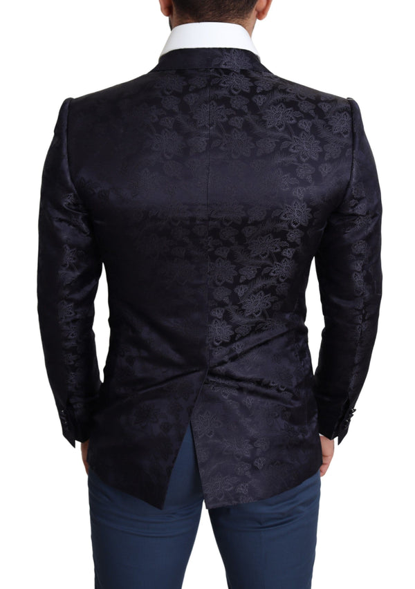 Dolce &amp; Gabbana Blue Floral Jacquard-silkkitakki MARTINI Blazer