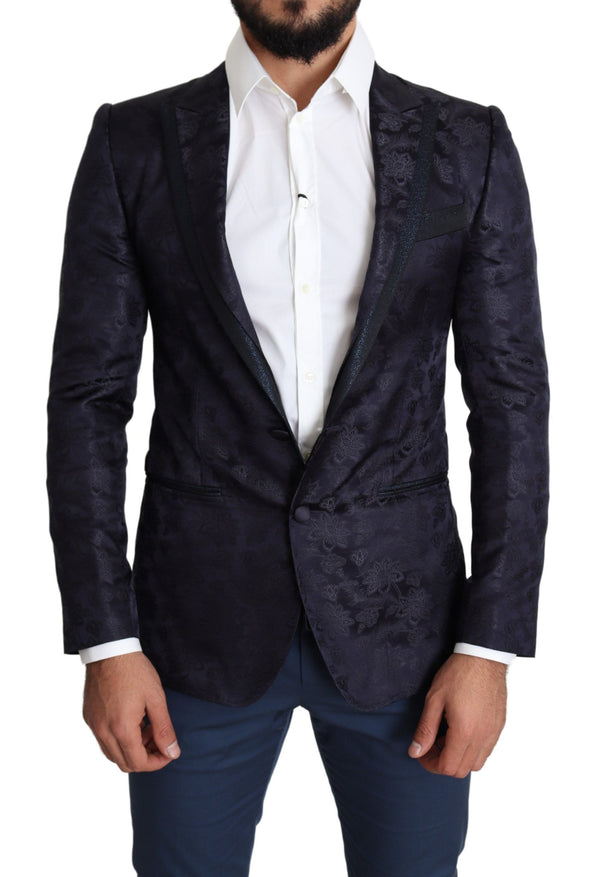 Dolce &amp; Gabbana Blue Floral Jacquard-silkkitakki MARTINI Blazer