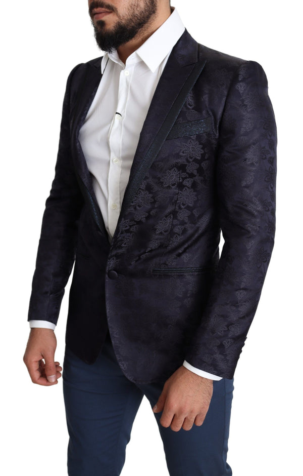 Dolce &amp; Gabbana Blue Floral Jacquard-silkkitakki MARTINI Blazer