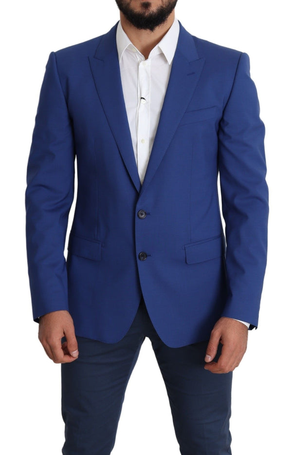 Dolce &amp; Gabbana Blue Wool yksirivinen takki MARTINI Blazer