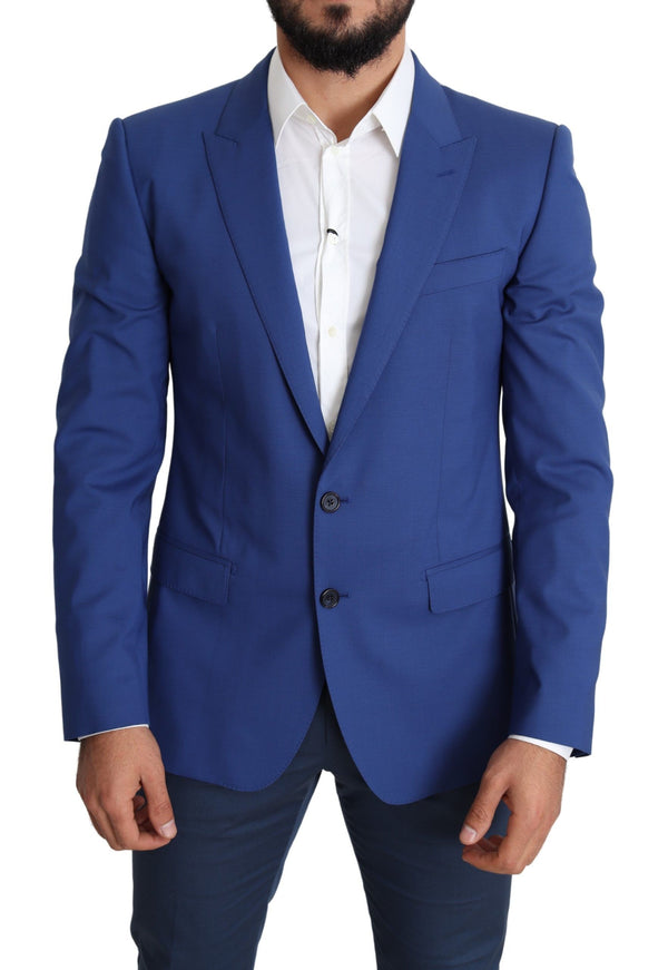 Dolce &amp; Gabbana Blue Wool yksirivinen takki MARTINI Blazer