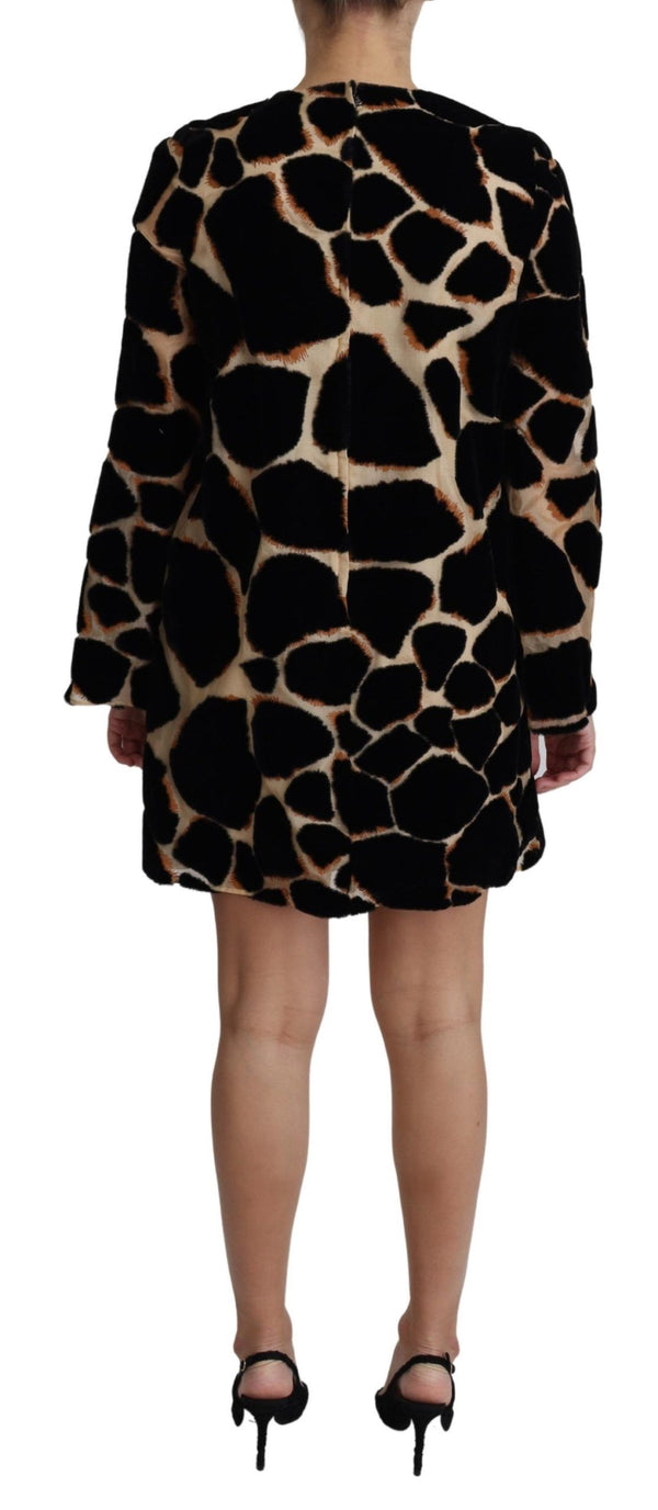 Dolce &amp; Gabbana Black Giraffe Print Shift -minimekko