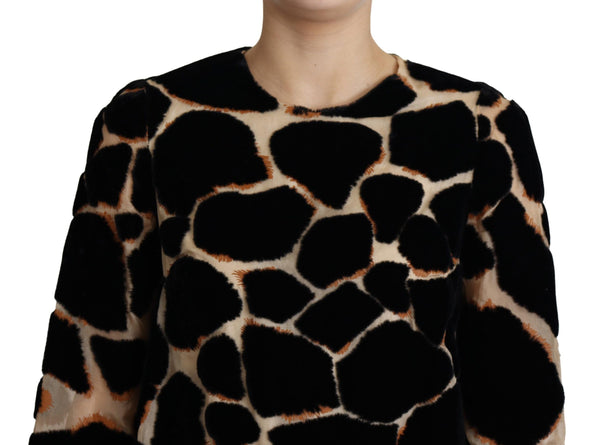 Dolce &amp; Gabbana Black Giraffe Print Shift -minimekko