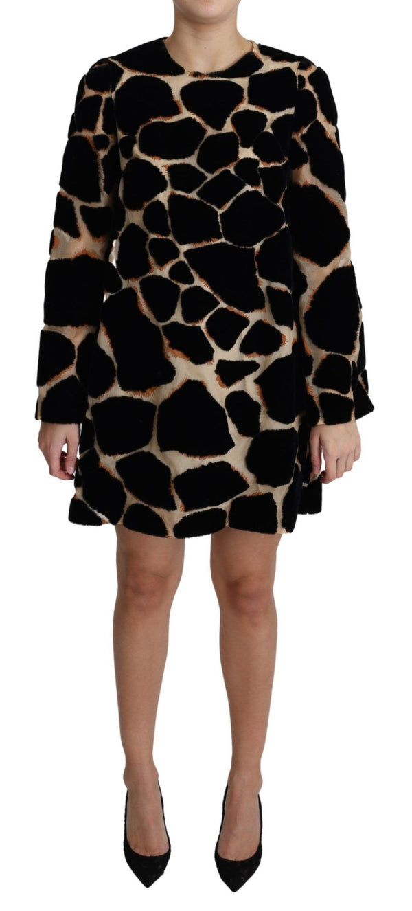 Dolce &amp; Gabbana Black Giraffe Print Shift -minimekko