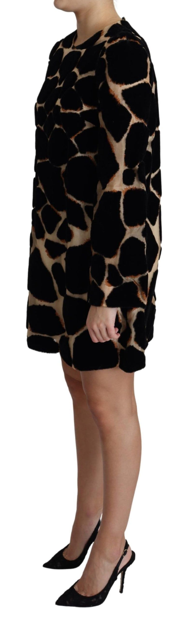 Dolce &amp; Gabbana Black Giraffe Print Shift -minimekko