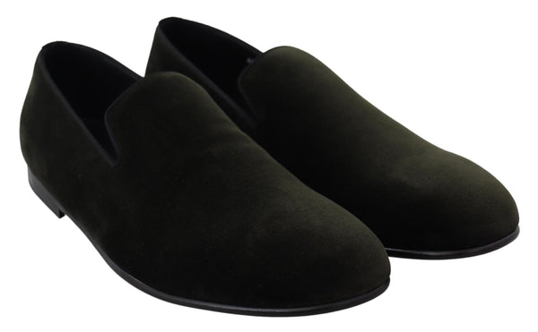 Dolce &amp; Gabbana Green Velvet Slip On Mens Loafers -kengät