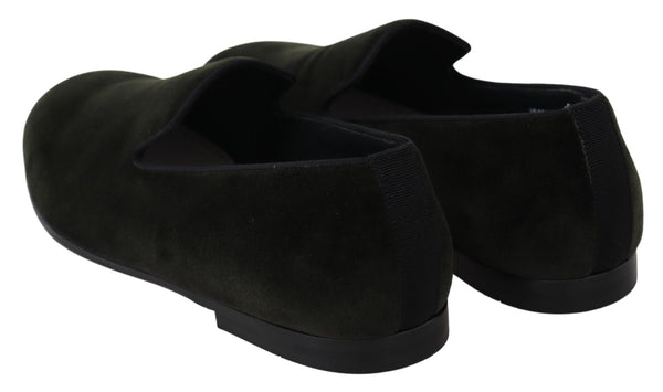 Dolce &amp; Gabbana Green Velvet Slip On Mens Loafers -kengät