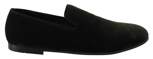 Dolce &amp; Gabbana Green Velvet Slip On Mens Loafers -kengät