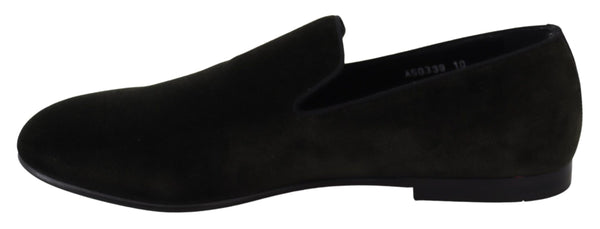 Dolce &amp; Gabbana Green Velvet Slip On Mens Loafers -kengät